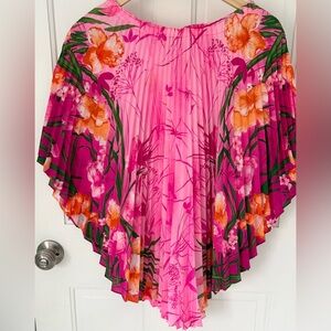 Vintage Poncho Blouse Pink Floral Pleated TWO POTATO 70’s